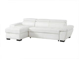 Vente-unique - Canapé d'angle Convertible en Cuir JONOVA - Blanc - Angle Gauche