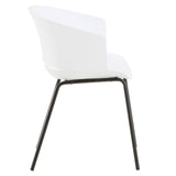 IDIMEX Lot de 4 chaises de Jardin NIVEL Fauteuil d'extérieur en Plastique Blanc résistant aux UV et Pieds en métal Noir