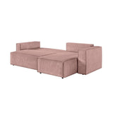 Paris Prix - Canapé d'angle Convertible & Pouf Mollie 269cm Vieux Rose