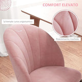 HOMCOM Lot de 2 chaises de salon et salle à manger rembourrées, chaises ergonomiques style nordique en métal et velours, 52 x 54 x 79 cm, rose