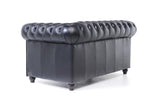 Chesterfield Brighton The Brand Canapé 2 places, 100 % cuir, fait main, largeur d'origine, 150 cm, noir