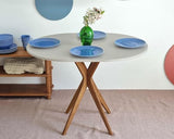 RAGABA Petite table à manger ovale 100 x 75 cm, cadre en X, table à manger pour 4 personnes, bois massif, moderne, peu encombrante | Blanc