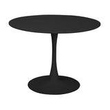 SENHO Table à Manger Ronde pour 4 à 5 Personnes diamètre 100 cm, Finition laquée Mate Noire, Base Ronde en métal Noir - Tulips