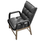 GIZNXBA Fauteuil en Cuir Gris, Chaise D'appoint Contemporaine Rembourrée avec Cadre en Acier Chaise De Loisirs avec Accoudoirs Poches Latérales Chaise D'ordinateur Ergonomique for Salon(/Gray,A)