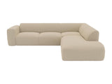 Vente-unique - Grand canapé d'angle Droit avec Dossier méridienne en Tissu texturé Beige POGNI de Maison Céphy