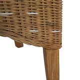 kreatives Wohnen Salle à Manger en rotin-Chaise de Jardin d'hiver-Marron Naturel-Coussin d'assise Perth-Lin Blanc, Bois, Extra breit