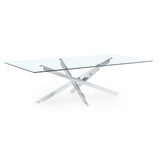 Mobilier-Deco Neola - Table Basse Design rectangulaire en Verre Pieds argentés
