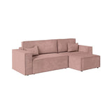 Paris Prix - Canapé d'angle Convertible & Pouf Mollie 269cm Vieux Rose