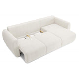 BAÏTA Canapé d'angle REFA Convertible Tissu Bouclette Blanc