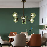DRYIC Lustre, Lustre Suspension Globes En Verre Spoutnik Suspension Pour Îlot de Cuisine Salon Chambre Salle À Manger/Green/8-