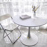 JHAISMAO Rond Table à Manger Cuisine Tableau pour 2-4 Personnes en Bois Conception De Tulipes Table De Loisirs avec Socle en Métal(Size:80cm,Color:Blanc)