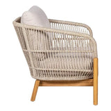 AltoBuy LORIENA - Fauteuil de Jardin en Acacia et Corde Beige avec Coussins