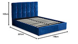 Menzzo Lit Double Luftani avec sommier relevable 140x190cm Velours Bleu