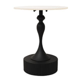 Table appoint Bout de canape Ronde Métal, Marbre, Noir