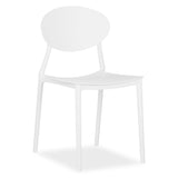 Homestyle4u Lot de 4 chaises de Jardin Blanches, chaises de Cuisine en Plastique, chaises empilables, Chaise de Balcon, Chaise d'extérieur
