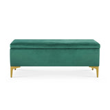 INTENSE DECO Banquette Coffre Chloé Velours Vert Pieds doré