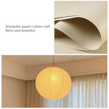 NOCHX Lumière Suspendue en Papier Parchemin Style Japonais Wabi-Sabi - Lustre Sphérique en Fer Inspiré de pour Salon, Chambre et Bureau(40cm)