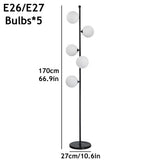 KlkrzJwy Lampadaire Mid Century 5 Lumières 66,9" Globe En Verre Lampadaire Lampe Haute En Verre Dépoli Avec Base En Marbre E26 Dimmable Lampe Sur Pied Pour Salon Bureau Chambre Canapé Coin