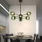 DRYIC Lustre, Lustre Suspension Globes En Verre Spoutnik Suspension Pour Îlot de Cuisine Salon Chambre Salle À Manger/Green/8-