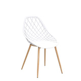 Set de 2 Chaises Designs Chaise de Salle à Manger Siège en Plastique Pieds en Métal Effet Hêtre Couleur Blanche et Effet Hêtre 83 cm