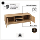 5five - Meuble TV 2 placards Effet chêne Naturel abana