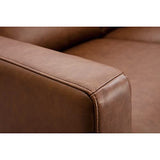 Miliboo Canapé Vintage 3 Places Cuir Marron et Bois Noir OXMO