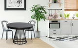 Menzzo Table Ronde Extensible Grivery Noir Pieds Noir
