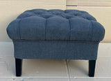 Casa Padrino Repose-Pieds Chesterfield Gris/Noir 62 x 50 x H. 40 cm - Tabouret rectangulaire - Tabouret Chesterfield - Meubles de Salon Chesterfield
