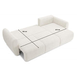 BAÏTA Canapé d'angle REFA Convertible Tissu Bouclette Blanc