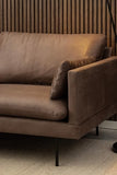 AC Design Furniture Sune Canapé rembourré Effet Cuir 3 Places avec 2 Coussins et Pieds en métal Noir, 200 x 83 x 82 cm (l x H x P)