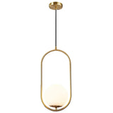 KCO Lighting Suspension Luminaire Rétro Réglable Dorée Avec Boule en Verre Blanc de 15cm pour Restaurant, Salon, Chambre à Coucher, Cuisine, Bar, Couloir