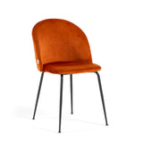 SIEDITI FUORI E DENTRO Lot de 2 fauteuils Sara rembourrés en velours pour cuisine ou salle à manger avec pieds en métal (jambes gris foncé, velours rouille)
