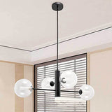 MAZAGE Suspension industrielle d'îlot de cuisine avec abat-jour en verre de globe, plafonniers en métal, lustre noir pour salle à manger de couloir de salon needed