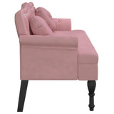 vidaXL Banc avec Coussins, Canapé avec Accoudoir et Dossier, Banquette avec Pieds en Bois, Siège de Salon Salle de Séjour, Rose Velours