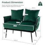 RELAX4LIFE Canapé 2 Places, Canapé Causeuse en Velours Doux avec 2 Oreillers Confortable | Pieds Métalliques Robustes| Patins Ajustable, Fauteuil de Salon 109 x 61 x 65CM, Vert foncé