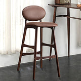 HWSY Tabourets de Bar en Bois Massif Simples et Modernes, Pieds en Noyer, siège en PU avec Dossier, Chaise de Petit-déjeuner, Hauteur d'assise 75 cm (Couleur: Marron) Interesting