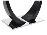 Vente-unique - Table à Manger 8 Personnes en Verre trempé, MDF et Acier Inoxydable - Noir - Mezzo II