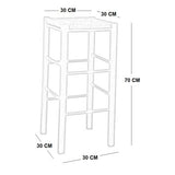 Okaffarefatto Maddaloni - Tabouret en bois massif couleur noyer foncé, avec pieds droits et assise carrée en paille, de 70 cm de hauteur - Déjà monté