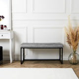 HOME DECO FACTORY HD6834 Banc Giulia Velours Cotele, Metal-Fer Textile-Polyester Rembourrage-PU, Gris Souris, 100 x 39 x 49 cm