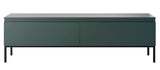 Selsey Meuble TV Armoire De Télévision 2 Portes 150 cm sur Pieds Noir Salle De Séjour Chambre À Coucher Vert Foncé Bemmi