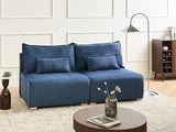 Beliani Canapé Modulable Minimaliste en Tissu 3 Places Fonction Couchage Espace de Rangement Bleu Nerbo