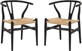 YAXANSIH Lot de 2 chaises de Salle à Manger, Cuisine, Style Wishbone en Poly et écorce (Couleur : Noir)