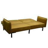 AltoBuy KONAE - Canapé Convertible Bois d'Eucalyptus Velours Ocre