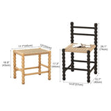 NMVAWIPT Chaise De Salle À Manger d'art Moderne, Assise Tressée en Corde, Bois Massif, Idéale for Le Salon, La Cuisine, Chambre, Balcon Ou Bureau(Black,Set of 1)