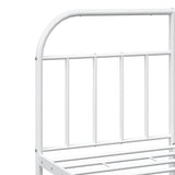 vidaXL Cadre de lit métal avec tête de lit/Pied de lit Blanc 140x200cm, lit Double, Meuble de Chambre à Coucher, lit d'invité, lit