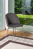 RATTATAN Sara - Lot de 2 chaises en velours uni ou Teddy pour l'intérieur avec pieds en métal (pieds argentés, velours fougères grises)