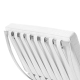 Furnwise Fauteuil de salon moderne en cuir avec cadre en acier inoxydable poli (blanc)