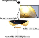COCOL Lustre LED Lampe Suspendue Feuille D'or Suspendus Lumières Chapeau En Or Noir Lustre Lampe Ligne Suspendue Hauteur Réglable Intégré Restaurant Salon Hôtel Café Bar 11 W (White)