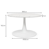 Milton & Oldbrook Table Basse Ø 80 cm Prague Aspect Marbre Blanc