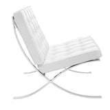 Furnwise Fauteuil de salon moderne en cuir avec cadre en acier inoxydable poli (blanc)